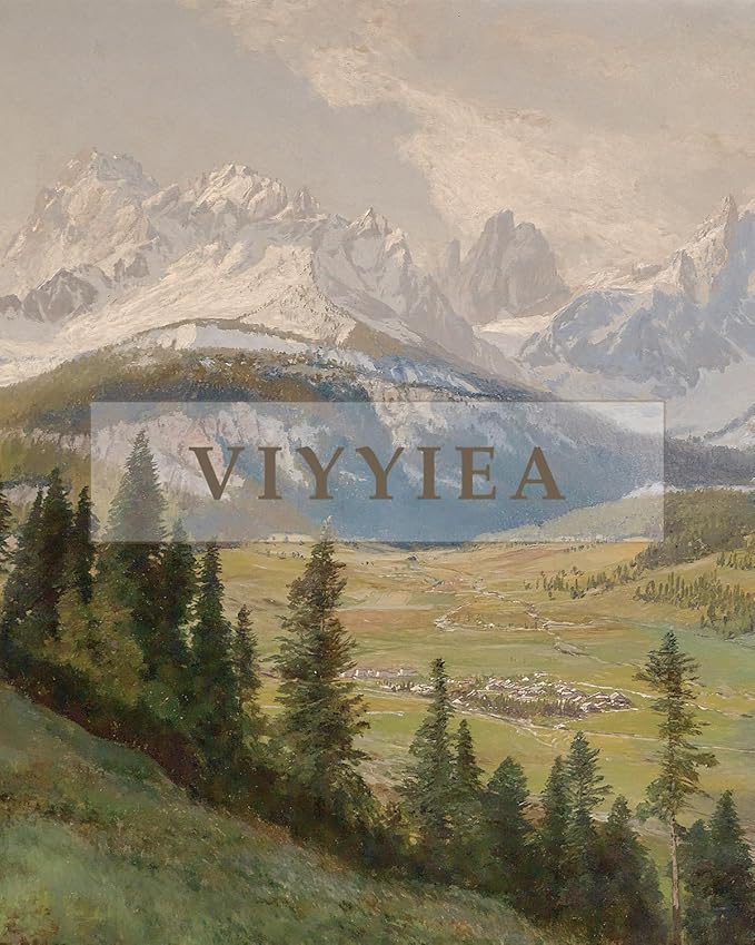 VIYYIEA Extra Large Canvas Wall Art, 36x54 Inch Mountain Landscape Oil Painting Style, Vintage Nature Wall Decor for Living Room, Bedroom, Above Sofa
