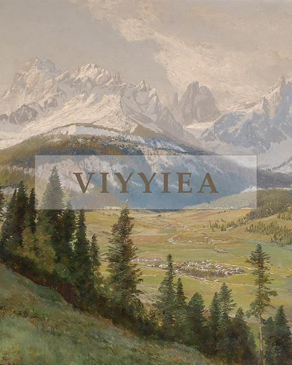 VIYYIEA Extra Large Canvas Wall Art, 36x54 Inch Mountain Landscape Oil Painting Style, Vintage Nature Wall Decor for Living Room, Bedroom, Above Sofa
