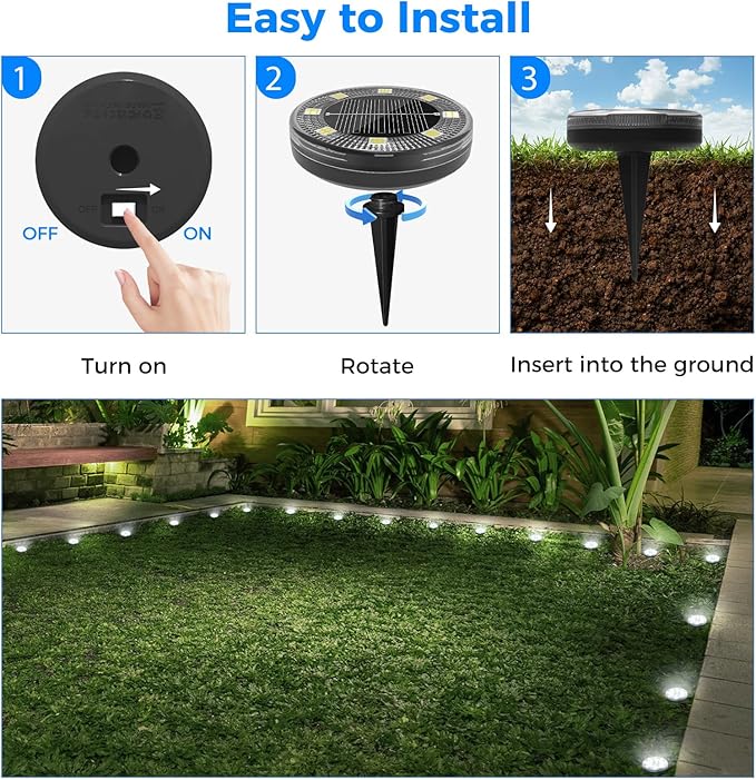 Peasur Mini Solar Ground Lights, 6 Pack Flat Solar Disc Lights Outdoor Waterproof, 2.3 Inch Small Solar Garden Lights Landscape Lighting for Outside Pathway Garden Yard Lawn Walkway,Cool White