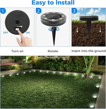 Peasur Mini Solar Ground Lights, 6 Pack Flat Solar Disc Lights Outdoor Waterproof, 2.3 Inch Small Solar Garden Lights Landscape Lighting for Outside Pathway Garden Yard Lawn Walkway,Cool White