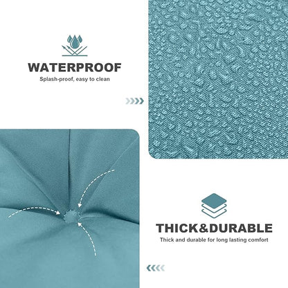 Porch Swing Cushions,Outdoor Cushions 3 Seater Replacement with Backrest, Waterproof Thickened Bench Cushion with Ties for Porch, Patio,Outdoor, Backyard and Garden (Lake Blue 40 * 40 in)