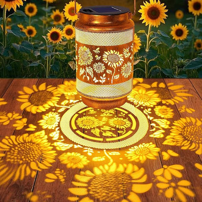 Sunflower Solar Lanterns Outdoor Waterproof with Shepherd Hook, Sunflower Gifts for Mothers Day Birthday Women Mom Grandma, Metal Solar Hanging Lights Garden Decor for Outside Yard Patio Pathway