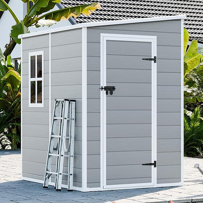 5x4 Shed Resin Outdoor Storage with Floor Included, Waterproof Small Plastic Garden Tool Sheds Cabinet