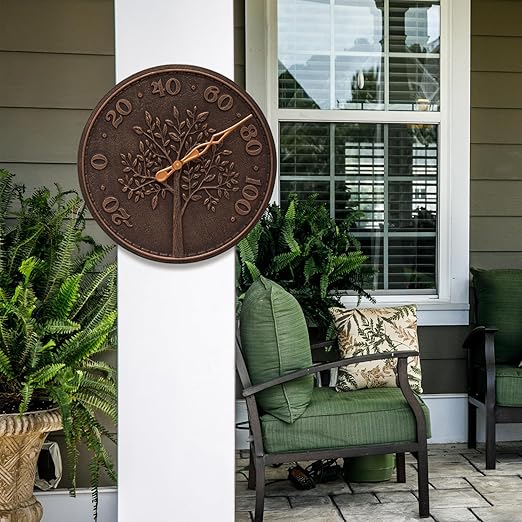 Whitehall Products 10440 Tree of Life 16 inch Indoor Outdoor Wall Thermometer in Oil Rubbed Bronze