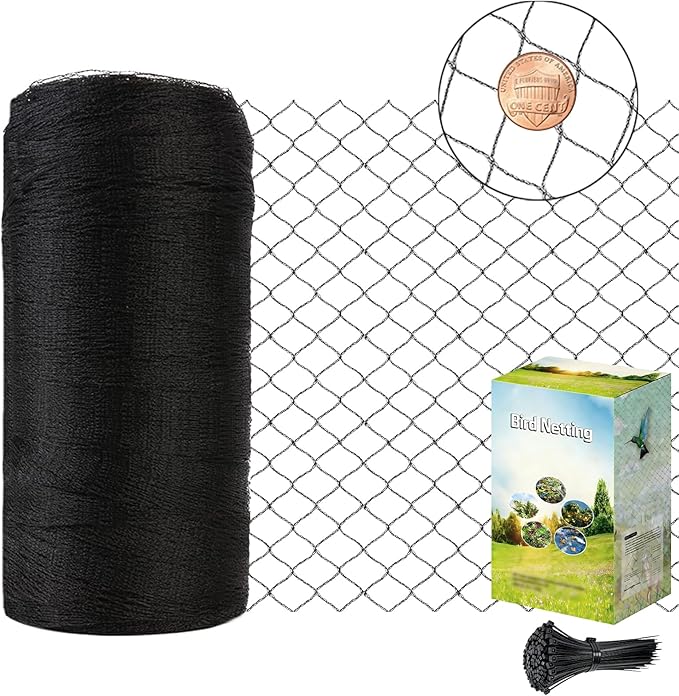 7.5x100ft Bird Netting, 1/2 inch Mesh, Heavy Duty Garden Netting for Fruit Trees, Blueberry Bushes, Vegetables, Extra Strong Woven Mesh Against Birds, Deer, Squirrels, Poultry and Other Animals