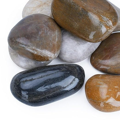 40lbs River Rocks, 2-3 Inch Plant Rocks for Pots Indoor, Decorative Garden Rocks Outdoor Landscaping, Polished Natural Stone for Walkways, Yard, Vases, Crafts