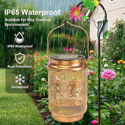 Gifts for Mothers Day Mom, Mom Gift Solar Lanterns Outdoor, Birthday Gift from Daughter Son, Metal Solar Hanging Hummingbird Lights with Shepherd Hook for Outside Garden Yard Patio Pathway (2 Pack)