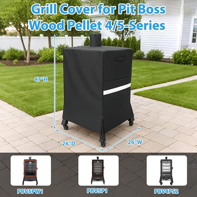 Utheer Grill Cover for Pit Boss 4/5/7 Series Vertical Smokers, PBV4PS1, PBV5PW1, PBV4PS2, PBV5P1, Pro Series 4/5/7, Heavy Duty 600D Waterproof Fabric Grill Cover for Pitboss 73550