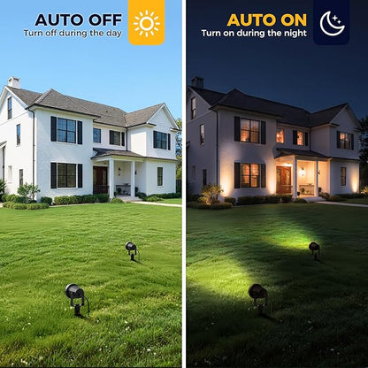 L LOHAS LED 5W Dusk to Dawn Outdoor Lighting, Auto On/Off 3000K Landscape Outdoor Spotlight, IP66 Waterproof Plug in Spot Lights for Yard, Garden, House, Pathway, Plant, UL Listed (10 Pack)