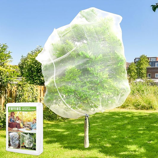 Fruit Tree Netting, Plant Mesh Netting for Garden Protection, Blueberry Bush Insect Netting Cover as Garden Pest Barrier from Cicadas, Bug, Bird (8x8 FT, 1Pcs, Zipper & Drawstring Design)