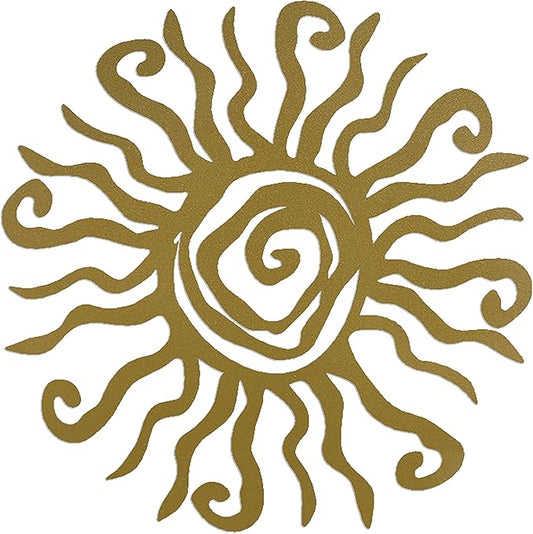 Riverside Designs Wacky Sun Metal Wall Art Indoor/Outdoor Decor - 36" Gold Rust Proof Wall Sculpture - Made in USA - Ideal for Bedroom, Garden, Home, Patio and Farmhouse