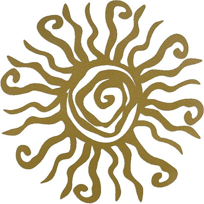 Riverside Designs Wacky Sun Metal Wall Art Indoor/Outdoor Decor - 30" Gold Rust Proof Wall Sculpture - Made in USA - Ideal for Bedroom, Garden, Home, Patio and Farmhouse