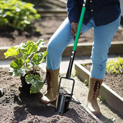 Bulb Planter Tool, Sod Plugger with Long Handle Serrated Base, 5-in-1 Lawn Plug Garden Tool for Transplanting, Digging, Grass Plug, Soil Sampler, Planting for Tulips, Iris, Daffodils