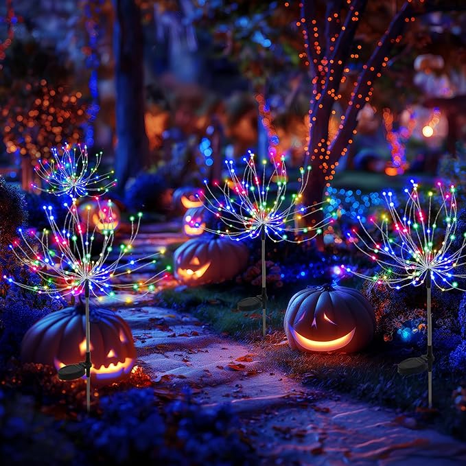 PEVOROS Garden Decor Solar Lights Outdoor,120LED Waterproof Colorful Solar Fairy Garden Lights for Outdoor Decoration,Yard, Patio, Porch,Flower Pot,Pathway, for 4th of July(6Pack)