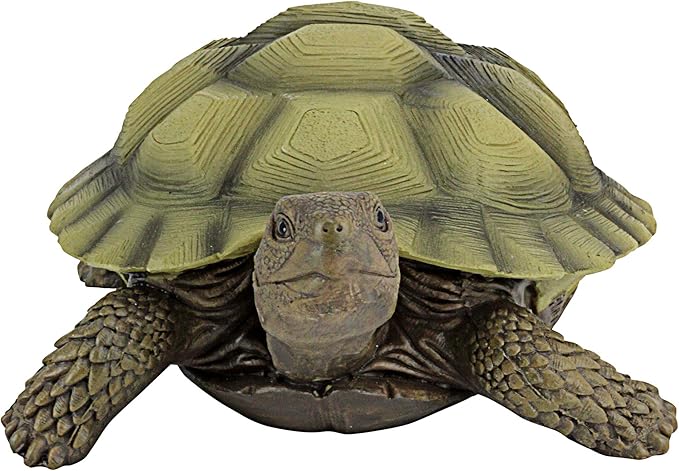 Design Toscano Gilbert the Box Turtle Indoor/Outdoor Garden Decor Animal Statue, Set of Two, 9 Inch Long, Cast Stone Resin, Green Painted Finish