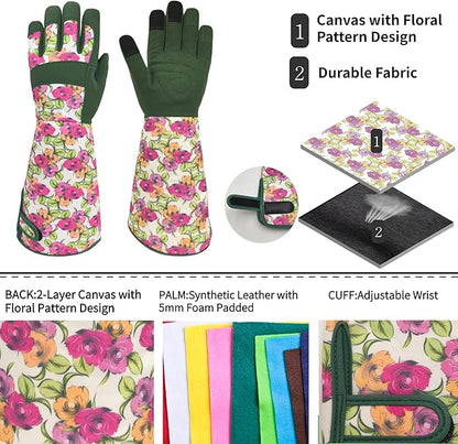 Long Gardening Garden Gloves,Thorn-proof&Puncture Resistance Rose Cactus Gauntlet Glove for Gardener,Gifts