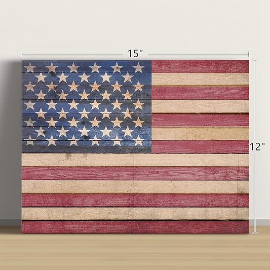 Berlun American Flag Wall Decor - Vintage Patriotic Canvas Wall Art for Home, Office, or Outdoor - USA Flag Wall Hanging for Independence Day, 4th of July, Memorial Day -Merry Christmas Gifts-AL-11 ﻿ ﻿