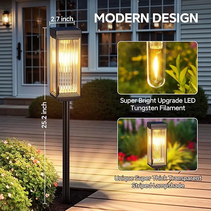 ELECLINK Solar Pathway Lights Outdoor, 4 Pack Upgraded Solar Lights Outdoor Waterproof, Bright Up to 15 Hrs Auto On/Off Garden Light for Yard Patio Lawn Path Walkway Driveway Outside Decor