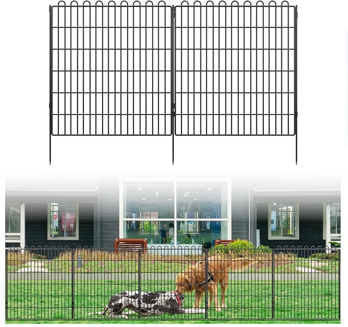 Decorative Garden Fence 10 Panels 23.6 ft(L) X 32 in(H) Animal Barrier for Yard, Patio, Garden Borders, No-Dig Outdoor Fencing with Rustproof Metal Panels, Temporary Ground Stakes for Dogs, Rabbit