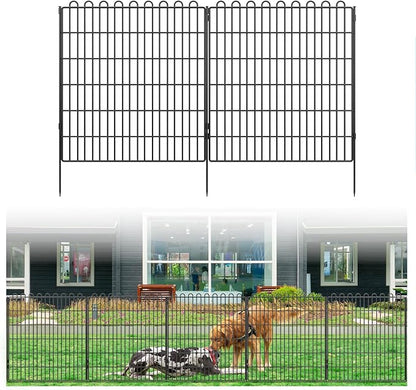 Decorative Garden Fence 10 Panels 23.6 ft(L) X 32 in(H) Animal Barrier for Yard, Patio, Garden Borders, No-Dig Outdoor Fencing with Rustproof Metal Panels, Temporary Ground Stakes for Dogs, Rabbit