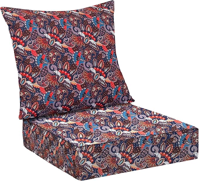 Outdoor Cushions for Patio Furniture,Outdoor Seat Cushion Set 24 x 24 x 5.75 Inch,Waterproof & Fade Resistant Outdoor Chair Cushions,Patio Chair Cushion, Artistic Floral