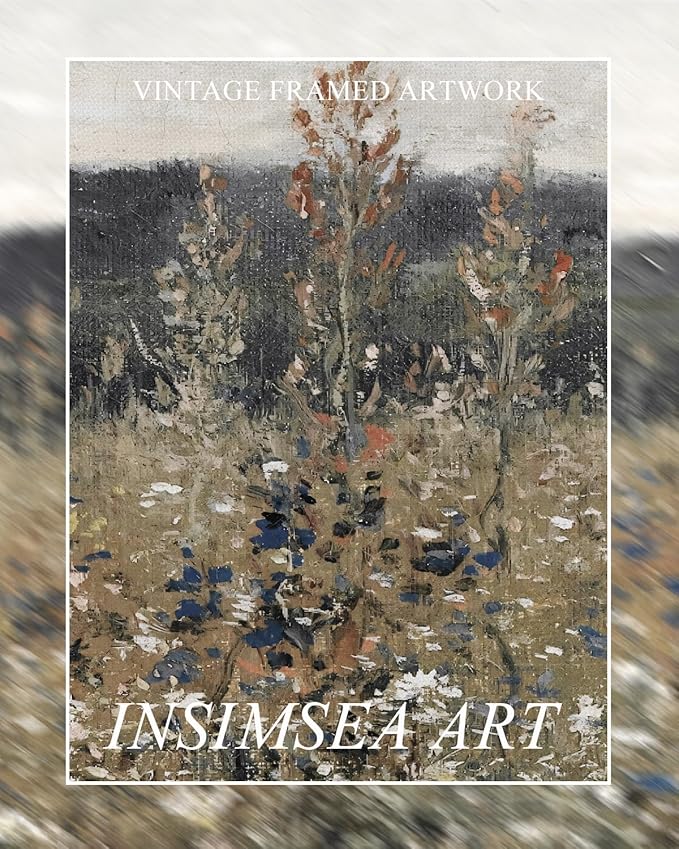 InSimSea Extra Large Framed Vintage Wall Art, Living Room Country Farmhouse Decor, Flower Meadow Landscape Paintings, Canvas Prints, Retro Scenery Long Pictures for Bedroom Above of Bed,12x36inch