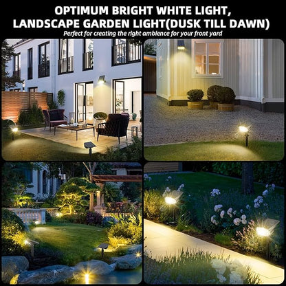 LEREKAM 3 Brightness Modes Solar Outdoor Lights, 360 Degree Adjustable Lighting Angle with 40 LED's, Spotlights Outdoor Waterproof Auto On or Off Solar Garden Lights 8 Pack