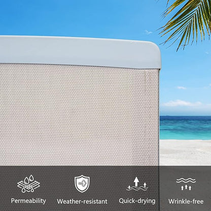 Domi Patio 3 Pieces Aluminum Textilene Chaise Lounge Set with Side Table Outdoor, Adjustable Back and Pillow for Yard Garden Sunbathing for All Seasons Khaki