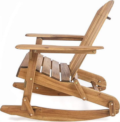 Christopher Knight Home Malibu Outdoor Acacia Wood Adirondack Rocking Chair, Natural Stained