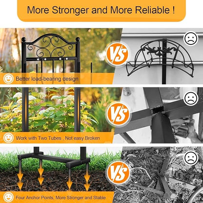 2 Pack Garden Hose Holder, Heavy-Duty Garden Hose Stand for 100FT Hoses, Freestanding Water Hose Holder for Yard & Garden, Black