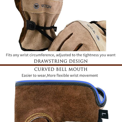 Leather Work Gloves for Men or Women. X-Small Glove for Gardening, Tig/Mig Welding, Construction, Chainsaw, Farm, Ranch, etc. Cowhide, Cotton Lined, Utility, Firm Grip, Durable. Coffee-grey XS