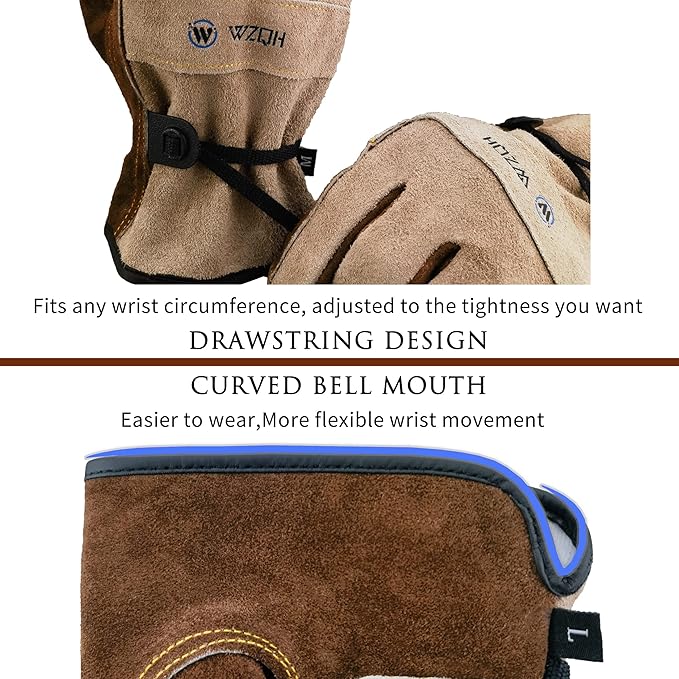 Leather Work Gloves for Men or Women. X-Large Glove for Gardening, Tig/Mig Welding, Construction, Chainsaw, Farm, Ranch, etc. Cowhide, Cotton Lined, Utility, Firm Grip, Durable. Coffee-grey XL