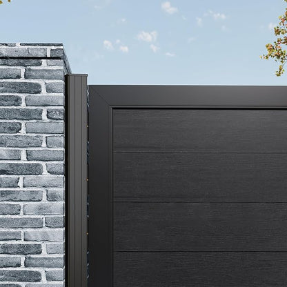 Wood Plastic Privacy Double Fence Gate 6ft(H) x 10ft(W), Metal Frame with Knob Kits, Durable Composite Outdoor Gate,Black