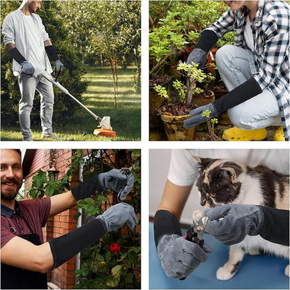 HLDD HANDLANDY Long Gardening Gloves for Women Men - Leather Rose Pruning Gloves Thorn Proof - Breathable Working Glove