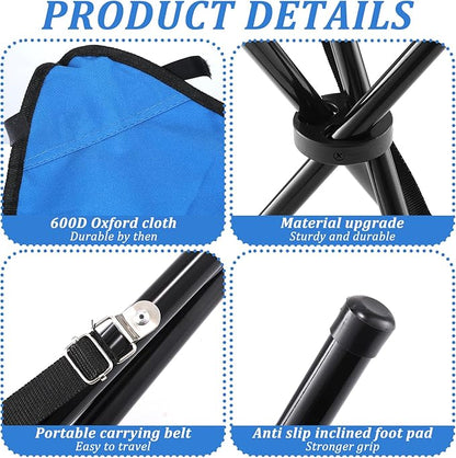 2 PCS Travel Folding Camping Stool, 17 Inch Folding Outdoor Tripod Seats, Portable Camping Stool with Adjustable Carry Strap, 3 Legged Fishing Chair for Hiking, Mountaineering, Picnic, Beach, Lawn