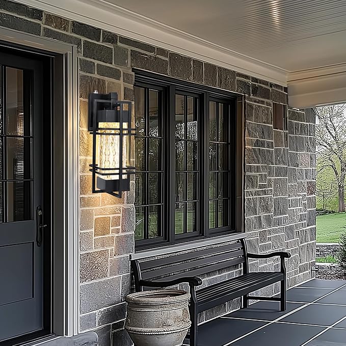 WIHTU Dusk to Dawn Outdoor Front Porch Light Fixtures Wall Mount, Waterproof Wall Sconce Lights(1 Pack), Sensor Exterior Lighting Fixtures for House, Outside Lantern Lamp for Garage, Doorway