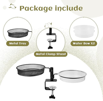 2 Pack Deck Bird Feeders Deck Mount Bird Bath Spa for Dual Use Deck Flower Stand Flower Pot Great for Attracting Birds Detachable and Adjustable Heavy Duty Sturdy Steel,Bronze
