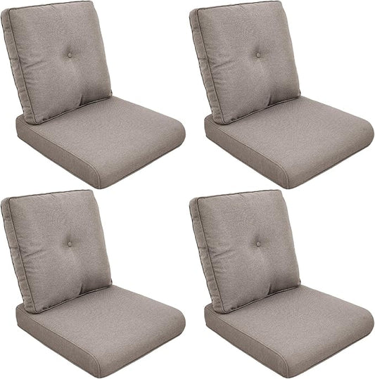 Patio Cushions for Outdoor Furniture - 22" x 25" x 4" UV Resistant Thick Foam Cushions Water Resistant Replacement Cushion for Outdoor Patio Furniture Chair/Sofa/Couch | Grey | 4-Pack |