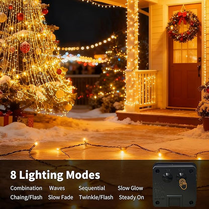 [4 Pack] Solar String Lights for Outside, 480 LED 157FT Solar Twinkle Light Outdoor with 8 Modes & Memory Function, Waterproof Chrismas Lights for Xmas Tree Party Decorations (Warm White)