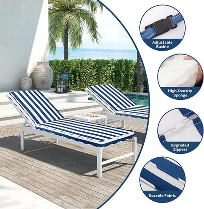 Outdoor Chaise Lounge Cushions for Patio, 72"x22"x3" Lounge Chair Cushions, Waterproof Replacement Seat Cushions for Outdoor Furniture