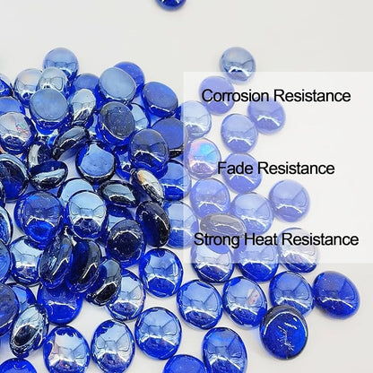 19 Pound Fire Glass Beads for Fire Pit 1/2 inch Tempered Glass Rocks Cobalt Blue