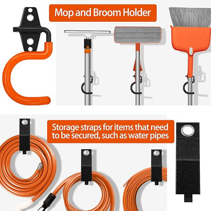 28 Pack Garage Hooks Heavy Duty - Garage Storage and Organization Ladder Hooks with Non Slip PVC Coating for Hanging Bike，Ladder，Garden Tools，Hose