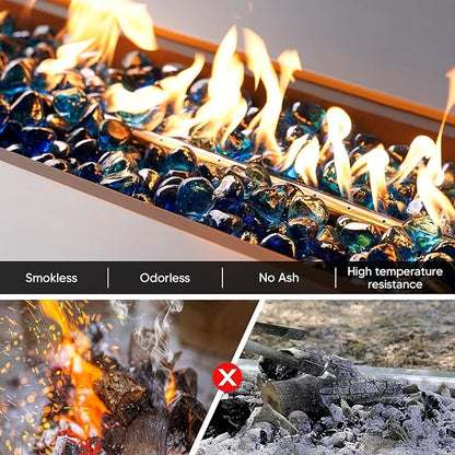 Mr. Fireglass Cobalt Blue Fire Glass Diamonds, 1 Inch Reflective Tempered Fire Glass Rocks for Outdoor Fire Pit, Fireplace and Fire Pit Table, 20 Pounds