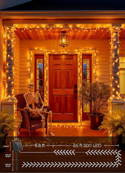 Brightown 2 Pack Halloween Solar String Lights Outdoor, Total 144Ft 400 LED Twinkle Fairy Lights Waterproof with 8 Modes Auto On/Off for Patio Tree Garden Party Home Decorations (Orange)