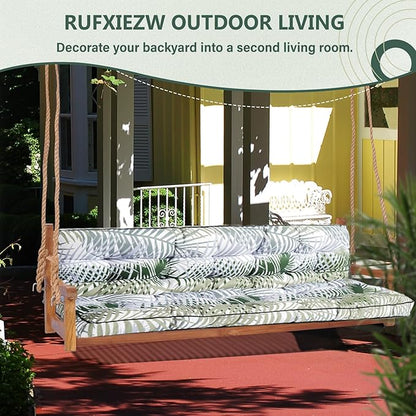 2/3 Seater Swing Replacement Cushion, Waterproof Porch Swing Cushions with Backrest, Thickened Bench Cushions for Outdoor Furniture, for Outdoor Patio Swing (Hawaii, 63 * 40in)