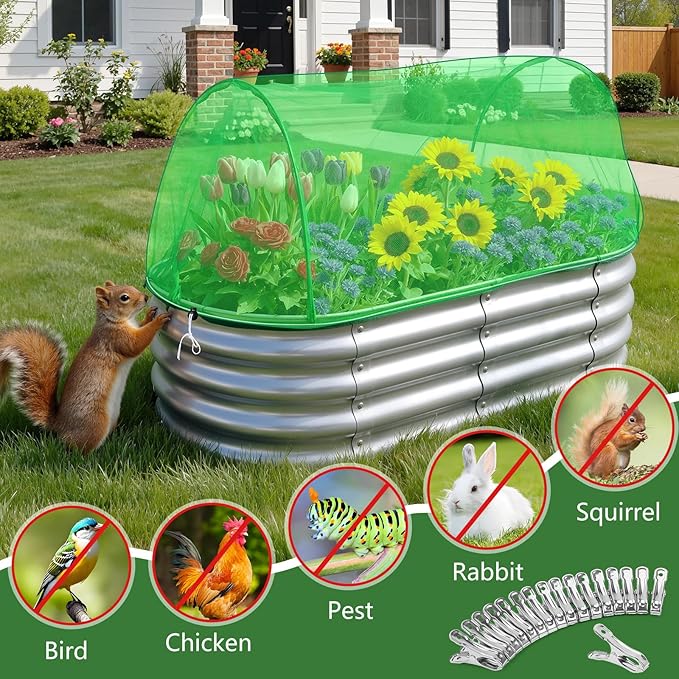 Garden Netting for Raised Beds 2 Pack, Raised Garden Bed Plant Netting Cover Mesh for Garden Protection, Rectangular Bird Netting Pest Barrier Screen Insect Net for Vegetables Fruits, 6x3x1ft, Green