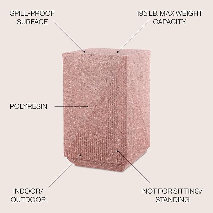 JONATHAN Y TBL1104C Adrian 20.75" Contemporary Minimalist Square Indoor/Outdoor Accent Table Modern, Mid-Century, Art Deco, Contemporary, Patio, Garden, Bathroom, Living Room, Pink Terrazzo Finish