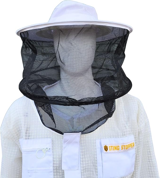 Beekeeping Veil - Replacement Round or Fencing Style, Universal Fit for All Suits & Jackets, 3-Layer Mesh for Maximum Sting Protection, White
