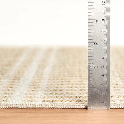 Dash & Albert Arbor Natural Machine Washable Rug, 7.5 X 9.5 Feet, Tan Stripe Pattern