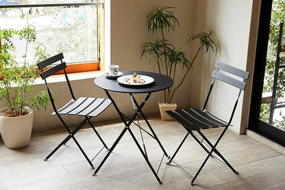 Indoor/Outdoor 3-Piece Foldable Bistro Set, Folding Outdoor Patio Furniture Sets, 2 Chairs and 1 Table, Weather-Resistant Outdoor/Indoor Conversation Set for Patio, Yellow, Black, US001